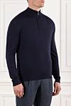 Cesare di Napoli Men's dark blue wool troyer with chest zip - 100% wool. Fastener: zipper. Country of manufacture: Italy. Care: specialized cleaning - photo 3