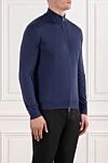 Cesare di Napoli Шерстяной кардиган насыщенный сине морской с застёжкой молния - 100% шерсть . молния. Страна производитель: Италия. Уход: специализированная чистка - фото 3