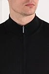 Cesare di Napoli Кардиган на молнии шерстяной благородный насыщенный чёрный - 100% шерсть . молния. Страна производитель: Италия. Уход: специализированная чистка - фото 5