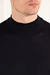 Cesare di Napoli Тонкий джемпер из шерсти в синем цвете с воротом стойкой - 100% шерсть. Страна производитель: Италия. Уход: специализированная чистка - фото 5
