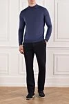 Dark blue wool jumper with a stand-up collar Cesare di Napoli - 100% wool. Country of manufacture: Italy. Care: specialized cleaning - photo 2