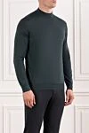 Cesare di Napoli Green wool jumper with stand-up collar and long sleeves - 100% wool. Country of manufacture: Italy. Care: specialized cleaning - photo 3