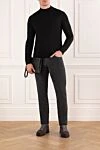Black wool jumper with a stand-up collar Cesare di Napoli - 100% wool. Country of manufacture: Italy. Care: specialized cleaning - photo 2