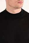 Cesare di Napoli Black wool jumper with a stand-up collar - 100% wool. Country of manufacture: Italy. Care: specialized cleaning - photo 5