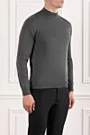 Cesare di Napoli Men's grey wool turtleneck sweater - 100% wool. Country of manufacture: Italy. Care: specialized cleaning - photo 3