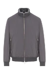 Seraphin Men's grey jacket with fur lining and crocodile leather trim - crocodile leather inserts. 95% nylon, 5% crocodile leather, 100% natural fur. zippers. two side pockets. Country of manufacture: Italy. Care: specialized cleaning - photo 1