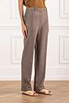 Loro Piana Брюки Davey из кашемировой фланели женские коричневые - 93% шерсть, 7% кашемир. на молнию с пуговицей и металлическим крючком. боковые американские карманы и карманы для билетов на пуговице сзади. Страна производитель: Италия. Уход: специализированная чистка - фото 3