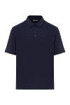 Loro Piana Рубашка-поло Tremezzo мужская синяя из изысканного трикотажа интерлок - вышитый логотип по подолу. 100% хлопок. пуговицы. Страна производитель: Италия. Уход: специализированная чистка - фото 1
