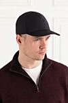 Men's blue baseball cap made of cotton gabardine with water-repellent impregnation Loro Piana - embroidered brand logo. 68% cotton, 32% technical fiber. Country of manufacture: Italy. Care: specialized cleaning - photo 2