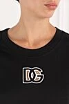Dolce & Gabbana Футболка бавовняна чорна з контрастним логотипом спереду - логотип бренду. 100% бавовна. Країна виробник: Італія. Догляд: спеціалізоване чищення - фото 5