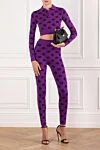 Women's walking suit long sleeve made of purple jacquard with leggings Dolce & Gabbana - brand logo. 83% viscose, 17% polyester. Fastener: zipper. Country of manufacture: Italy. Care: specialized cleaning - photo 2