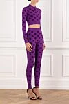Dolce & Gabbana Women's walking suit long sleeve made of purple jacquard with leggings - brand logo. 83% viscose, 17% polyester. Fastener: zipper. Country of manufacture: Italy. Care: specialized cleaning - photo 3