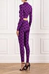 Women's walking suit long sleeve made of purple jacquard with leggings Dolce & Gabbana - brand logo. 83% viscose, 17% polyester. Fastener: zipper. Country of manufacture: Italy. Care: specialized cleaning - photo 4