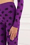 Women's walking suit long sleeve made of purple jacquard with leggings Dolce & Gabbana - brand logo. 83% viscose, 17% polyester. Fastener: zipper. Country of manufacture: Italy. Care: specialized cleaning - photo 6