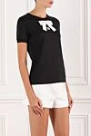 Dolce & Gabbana Футболка чорна бавовняна з білим бантом та логотипом DG - логотип бренду. 100% бавовна. Країна виробник: Італія. Догляд: спеціалізоване чищення - фото 3