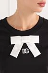 Dolce & Gabbana Футболка чорна бавовняна з білим бантом та логотипом DG - логотип бренду. 100% бавовна. Країна виробник: Італія. Догляд: спеціалізоване чищення - фото 5