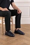 Снікери Portofino Light Strobel із телячої шкіри сині чоловічі Dolce & Gabbana - перфорація. 100% шкіра теляча. шнурівка. підошва з ЕВА. Устілка: з фетру, вкладна устілка з поліуретану, обтягнута шкірою. Країна виробник: Італія. Догляд: спеціалізоване чищення - фото 2
