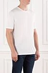 Cesare di Napoli Basic white T-shirt with a round neck and short sleeves - 100% cotton. Country of manufacture: Italy. Care: specialized cleaning - photo 3
