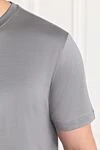 Cesare di Napoli Gray T-shirt with a minimalist design and short sleeves - 100% cotton. Country of manufacture: Italy. Care: specialized cleaning - photo 5