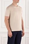 Cesare di Napoli Basic T-shirt in neutral beige cotton - 100% cotton. Country of manufacture: Italy. Care: specialized cleaning - photo 3