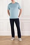 A simple T-shirt in a soft blue shade made of soft cotton Cesare di Napoli - 100% cotton. Country of manufacture: Italy. Care: specialized cleaning - photo 2