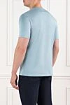 A simple T-shirt in a soft blue shade made of soft cotton Cesare di Napoli - 100% cotton. Country of manufacture: Italy. Care: specialized cleaning - photo 4
