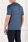 Blue melange cotton T-shirt with a round neck Cesare di Napoli - 100% cotton. Country of manufacture: Italy. Care: specialized cleaning - photo 4