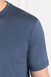 Cesare di Napoli Blue melange cotton T-shirt with a round neck - 100% cotton. Country of manufacture: Italy. Care: specialized cleaning - photo 5