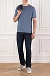 Men's basic gray-blue cotton T-shirt Cesare di Napoli - 100% cotton. Country of manufacture: Italy. Care: specialized cleaning - photo 2