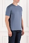 Cesare di Napoli Men's basic gray-blue cotton T-shirt - 100% cotton. Country of manufacture: Italy. Care: specialized cleaning - photo 3