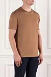 Cesare di Napoli Plain brown T-shirt with a classic cut - 100% cotton. Country of manufacture: Italy. Care: specialized cleaning - photo 3