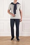 A minimalist light gray basic cut T-shirt Cesare di Napoli - 100% cotton. Country of manufacture: Italy. Care: specialized cleaning - photo 2