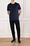 Men's plain dark blue basic cut T-shirt Cesare di Napoli - 100% cotton. Country of manufacture: Italy. Care: specialized cleaning - photo 2