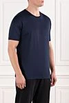 Cesare di Napoli Men's plain dark blue basic cut T-shirt - 100% cotton. Country of manufacture: Italy. Care: specialized cleaning - photo 3