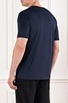 Men's plain dark blue basic cut T-shirt Cesare di Napoli - 100% cotton. Country of manufacture: Italy. Care: specialized cleaning - photo 4