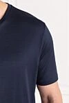 Cesare di Napoli Men's plain dark blue basic cut T-shirt - 100% cotton. Country of manufacture: Italy. Care: specialized cleaning - photo 5