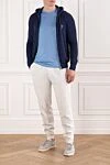 Sky blue cotton T-shirt with a slight satin sheen Cesare di Napoli - 100% cotton. Country of manufacture: Italy. Care: specialized cleaning - photo 2