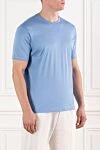Cesare di Napoli Sky blue cotton T-shirt with a slight satin sheen - 100% cotton. Country of manufacture: Italy. Care: specialized cleaning - photo 3