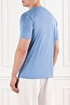 Sky blue cotton T-shirt with a slight satin sheen Cesare di Napoli - 100% cotton. Country of manufacture: Italy. Care: specialized cleaning - photo 4
