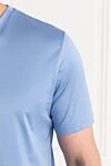 Cesare di Napoli Sky blue cotton T-shirt with a slight satin sheen - 100% cotton. Country of manufacture: Italy. Care: specialized cleaning - photo 5