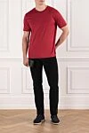 Men's cotton T-shirt, rich red, plain color Cesare di Napoli - 100% cotton. Country of manufacture: Italy. Care: specialized cleaning - photo 2