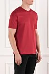 Cesare di Napoli Men's cotton T-shirt, rich red, plain color - 100% cotton. Country of manufacture: Italy. Care: specialized cleaning - photo 3