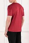 Men's cotton T-shirt, rich red, plain color Cesare di Napoli - 100% cotton. Country of manufacture: Italy. Care: specialized cleaning - photo 4