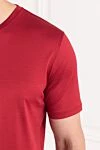 Cesare di Napoli Men's cotton T-shirt, rich red, plain color - 100% cotton. Country of manufacture: Italy. Care: specialized cleaning - photo 5