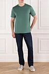 Men's cotton T-shirt in green with a slight glossy effect Cesare di Napoli - 100% cotton. Country of manufacture: Italy. Care: specialized cleaning - photo 2