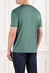 Men's cotton T-shirt in green with a slight glossy effect Cesare di Napoli - 100% cotton. Country of manufacture: Italy. Care: specialized cleaning - photo 4