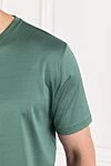 Cesare di Napoli Men's cotton T-shirt in green with a slight glossy effect - 100% cotton. Country of manufacture: Italy. Care: specialized cleaning - photo 5