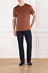 Brown cotton T-shirt with a glossy effect Cesare di Napoli - 100% cotton. Country of manufacture: Italy. Care: specialized cleaning - photo 2