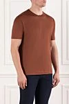 Cesare di Napoli Brown cotton T-shirt with a glossy effect - 100% cotton. Country of manufacture: Italy. Care: specialized cleaning - photo 3