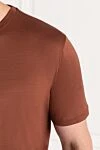 Cesare di Napoli Brown cotton T-shirt with a glossy effect - 100% cotton. Country of manufacture: Italy. Care: specialized cleaning - photo 5